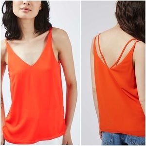 Topshop Chiffon V-strap Back Tank Top
